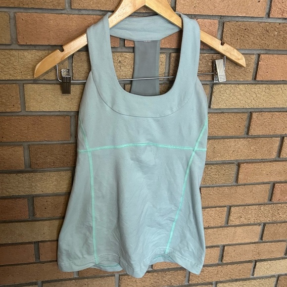 Lululemon Thick Strap Scoop Neck Halter Tank Top Blue/Grey Green Size 6 - Picture 1 of 4